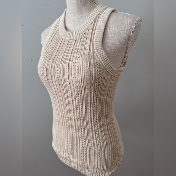 7 For All Mankind Racer Back Knit Tank in Ivory‎ Size Small - Picture 1 of 5